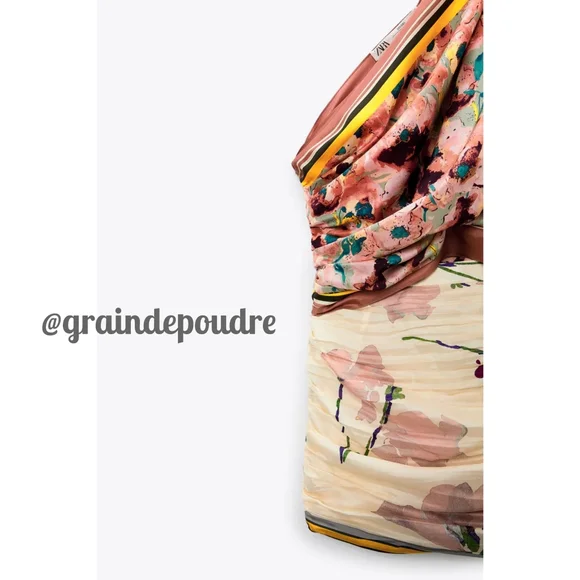 Rare Zara Blogger Limited Edition 3-in-1 Silk Print One-Shoulder Mini Dress M - Picture 5 of 6